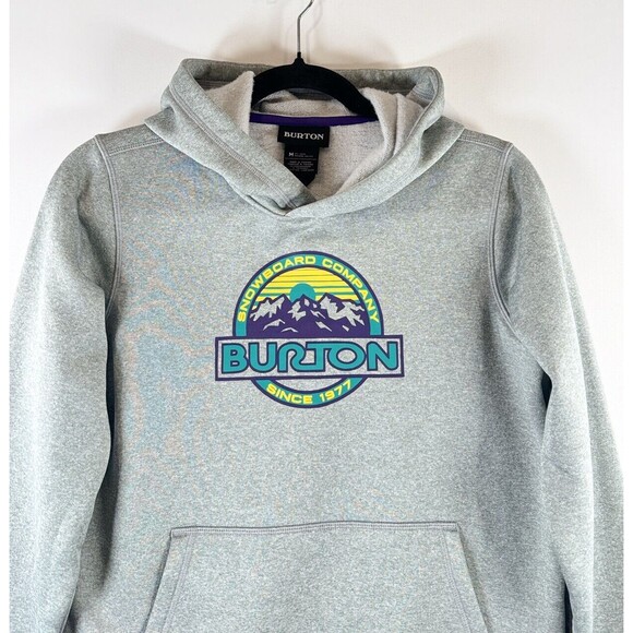 Burton Kids Hoodie Gray Oak Pullover Sweatshirt Graphic Outdoor Medium 10-12 - Picture 7 of 10